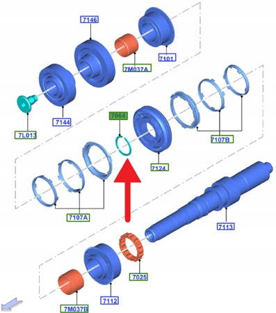 PIERŚCIEŃ ZATRZASKOWY SKRZYNI MT82 MUSTANG 2015- OE 5100613 _ BR33-3K184-EA