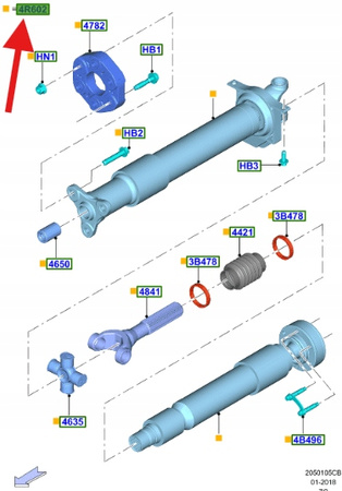 WAŁ NAPĘDOWY TYŁ 5.0 V8 MT82 FORD MUSTANG 2015- 17 2073369 _ FR33-4K145-FF