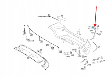 ŚLIZG SZYNA ZDERZAKA PRAWY TYŁ MERCEDES A klasa W169 OE A1698851463