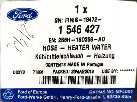 PRZEWÓD ELASTYCZNY FORD FNAGRZEWNICY IESTA Mk6 Mk7 _ 1546427 _ 2S6H-18D359-AD