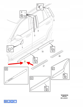 LISTWA OZDOBNA PRAWA DRZWI PRZÓD VOLVO XC90 2016- OEM/OE 31448414