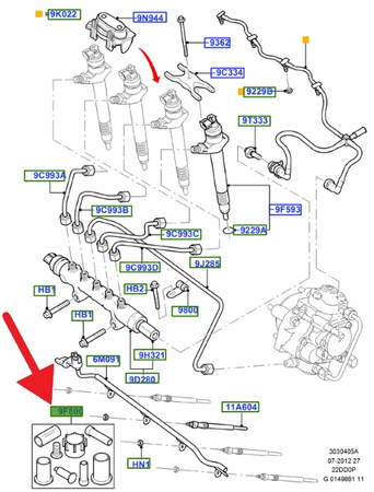 ZESTAW OSŁON WTRYSKIWACZY FORD TRANSIT 2006- CUSTOM 1439390 _ 6C1Q-9F800-AA