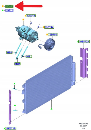SPRĘŻARKA KLIMATYZACJI 5.0 MUSTANG 2017- 2023- OE 2664208 _ JR3B-19D629-DF