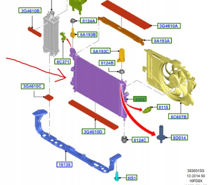 CHŁODNICA WODY 1.0 ECOBOOST FORD TOURNEO CONNECT _ 1830145 _ CV61-8005-VC