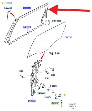 USZCZELNIENIE OKNA DRZWI TYŁ LEWA FORD OE FIESTA 2001-2012 2S61-A25855-AR