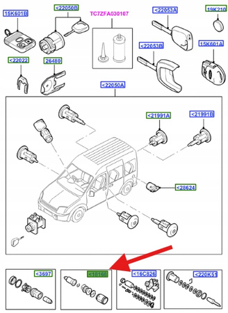 ZESTAW ZAMKA WLEWU PALIWA TRANSIT CONNECT 2002- OE 4441867 _ 2S61-A18168-BA