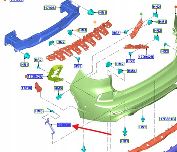 WSPORNIK LEWY ZDERZAKA TYŁ FORD KUGA Mk3 2020- 2490600 _ LV4B-17B919-DC