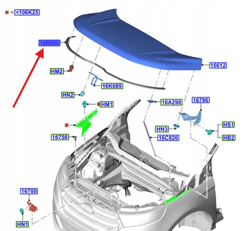 USZCZELKA MASKI SILNIKA FORD EDGE MK2 2019- 2419232 _ KT4B-R16B990-AB