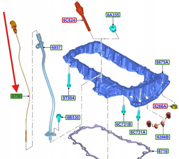 WSKAŹNIK BAGNET POZIOMU OLEJU FORD KUGA 2.0 TDCi 1871605 _ DS7Q-6750-AA