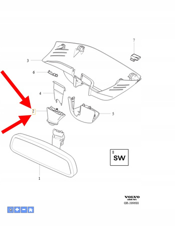 MOCOWANIE LUSTERKA WEWNĘTRZNEGO VOLVO XC90 2016-2022 OEM/OE 31386951