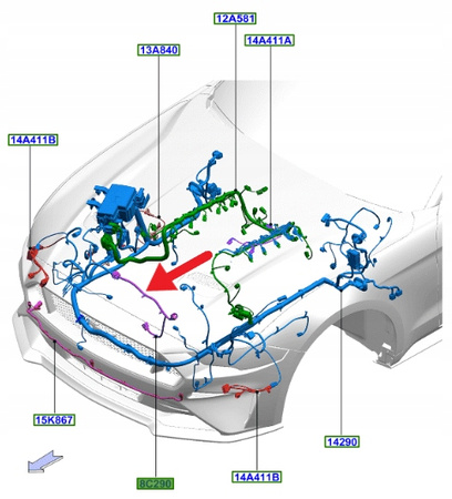 WIĄZKA SILNIKA WENTYLATORA 5.0 MUSTANG 2015- OE 5278595 _ FR3T-8C290-BB