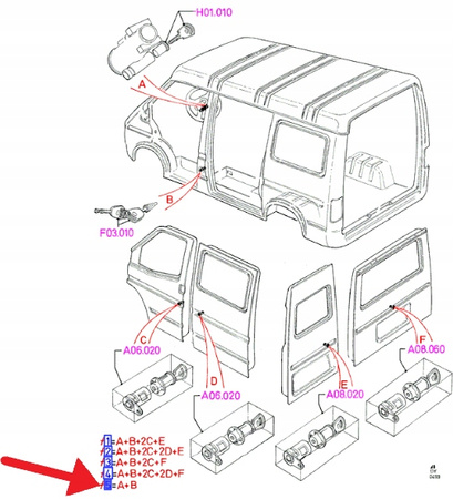 WKŁADKA STACYJKI I ZAMKA WLEWU TRANSIT 1991- 93 OE 6945766 _ 90VB-V22050-KB