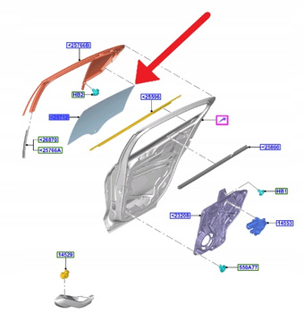 SZYBA DRZWI PRAWY TYŁ FORD FOCUS KOMBI 2018- OE 2305030 _ JX7B-N25712-BA