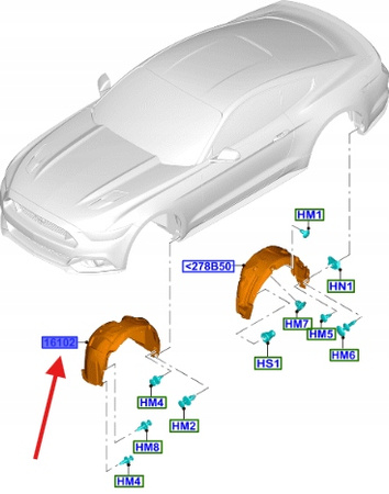 NADKOLE LEWY PRZÓD FORD MUSTANG 2015- 2017 OE 5360514 _ FR3B-16A563-BF