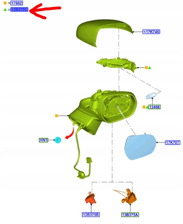 KIERUNKOWSKAZ LUSTERKA PRAWY FORD PUMA FIESTA 17- 2092586 _ H1BB-13B381-AA 