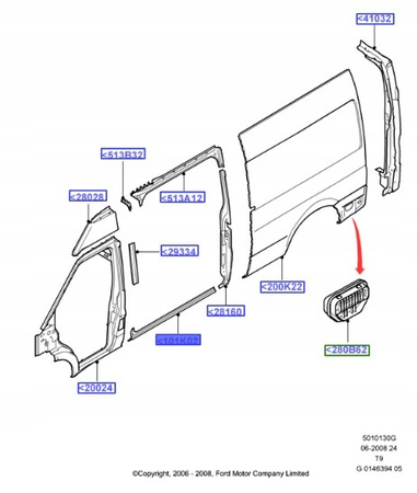 PRÓG NADWOZIA LEWY DRZWI PRZESUWNYCH FORD TRANSIT Mk6 _1419368_6C11-V101K03-BA