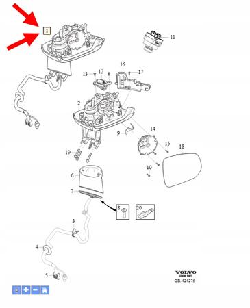 LUSTERKO WSTECZNE ZEWNĘTRZNE LEWE VOLVO XC90 2016- OEM/OE 31385630