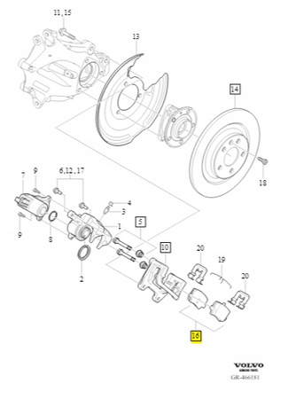 Klocki hamulcowe tył 15" Volvo XC40 OE 32276934