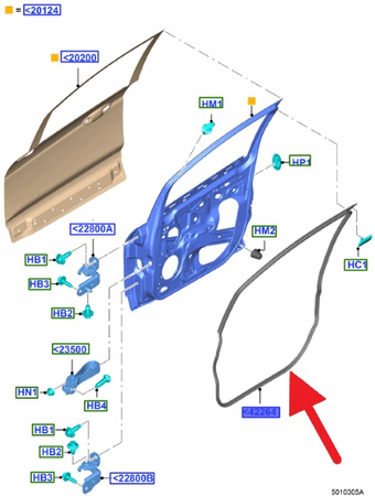 USZCZELKA DRZWI PRAWY PRZÓD FORD ECOSPORT 2013- 1888144 _ DN15-N20530-AB