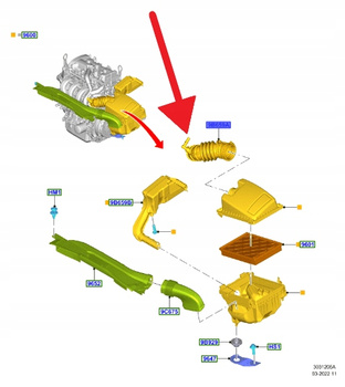 RURA NA PAS DOLOT POWIETRZA 1.5 EB FORD FOCUS 2018- 2254830 _ JX61-9R504-EC