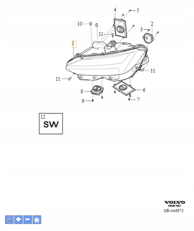 Lewy reflektor Volvo S90, V90 OE 31446500