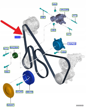 PASEK KLINOWY 2.2L TDCI RANGER 2011- 2015 OE 1720651 _ AB39-6C301-AB