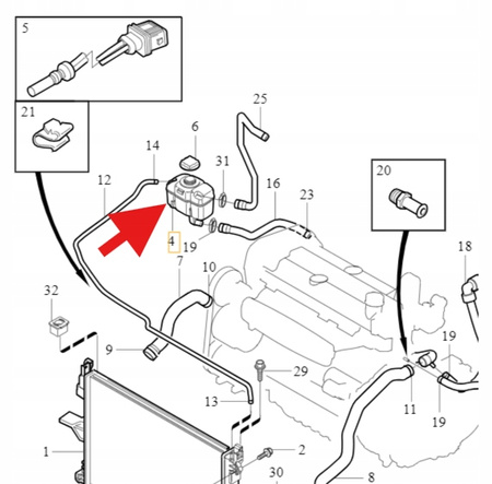 ZBIORNICZEK WYRÓWNAWCZY B5 B6 D5 VOLVO V70 S60 S80 XC70 XC90 OE 30741973