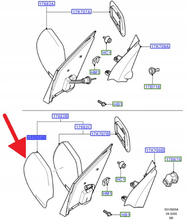 OBUDOWA LUSTERKA PRAWA FOCUS FIESTA FUSION 04- 1481405 _ 3M51-17K746-AANDAH