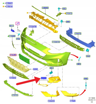 KRATKA HALOGENU LEWY PRZÓD PDC FORD FOCUS 18- 22 2333761 _ JX7B-15A299-U1D