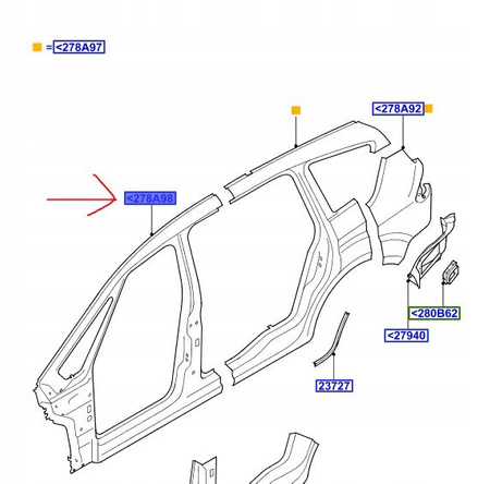 PRÓG SŁUPEK POSZYCIE LEWY FORD S-MAX Mk1 2010-15