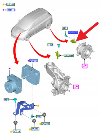 CZUJNIK ABS TYŁ FORD C-MAX FOCUS KUGA 2012- OE 2607524 _ LV6C-2C190-A2A