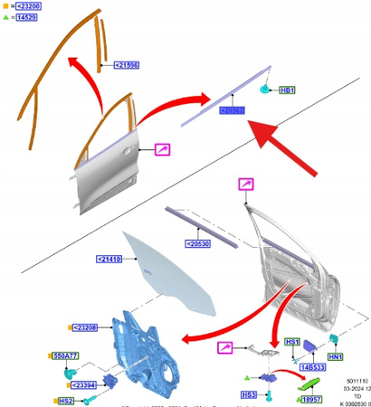 LISTWA PRZYSZYBOWA PRAWA PRZÓD KUGA 2020- 22 OE 2566821 _ LV4B-S20562-AC