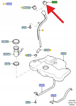 KOREK WLEWU PALIWA FORD FOCUS S-MAX C-MAX 2003- 1589085 _ 6G91-9030-AD