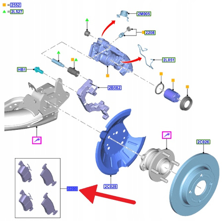 KLOCKI HAMULCOWE TYLNE FORD FIESTA Mk8 2017- OE 2426545 _ KTH1BC-2M007-AD
