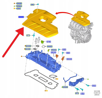 OSŁONA SILNIKA GÓRNA 2.3 EB FORD FOCUS Mk4 2021- 2525706 _ KX6E-6A949-CA