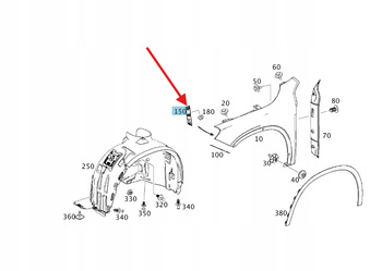 UCHWYT BŁOTNIKA LEWY PRZÓD MERCEDES GLA W156 OE A1566280114