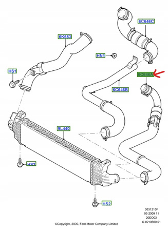 WĄŻ INTERCOOLERA 2.0 TDCI FORD KUGA Mk1 _ 1508539 _ 8V41-6C646-AB