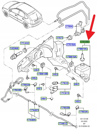 ZBIORNIK SPRYSKIWACZA REFLEKTORA FOCUS 2004- OE 1450991 _ 3M51-17618-AF