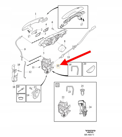 ZAMEK DRZWI LEWY PRZÓD VOLVO XC90 2016- XC60 XC40 S90 V90 OEM/OE 31440997