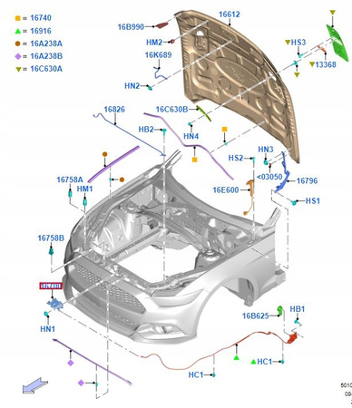 ZAMEK MASKI FORD MUSTANG Mk6 2015-2017_2191001_FR3A-16700-BB