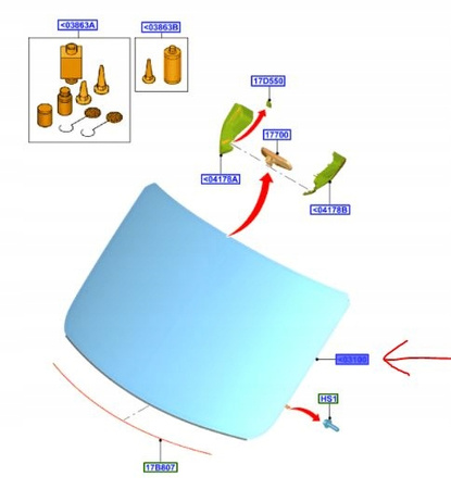 SZYBA CZOŁOWA OGRZEWANA FORD TRANSIT Mk7 2014-2022