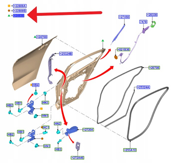 DRZWI LEWY TYŁ FORD FOCUS HATCHBACK SEDAN 2018- 2577512 _ PJX7B-A24631-AG