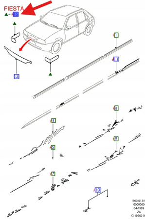 LISTWA BOCZNA ZDERZAKA PRZÓD FORD MONDEO FIESTA KA 1129285_ A97VX-17B907-AC