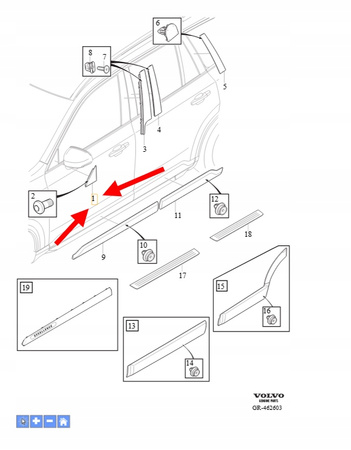 TRÓJKĄT LEWEGO LUSTERKA BOCZNEGO VOLVO XC90 2016- OEM/OE 31349814