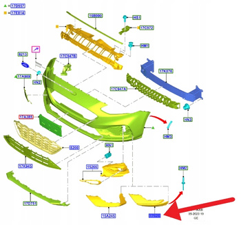 LISTWA ZDERZAKA PRAWY PRZÓD FORD FOCUS 2018- 22 OE 2380209 _ JX7B-17B635-UA