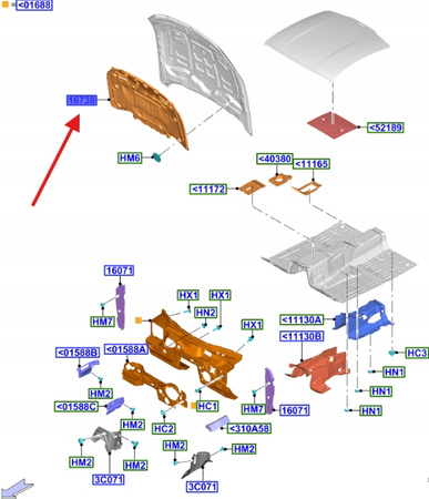 WYGŁUSZENIE MASKI 5.0 V8 FORD MUSTANG 2017- OE 2176918 _ JR3B-6316738-BF