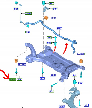 ŚRUBA TULEJI SANEK FORD CMAX 14- FOCUS 03- CONNECT _ 1469210 _ 3M51-5D035-AD  