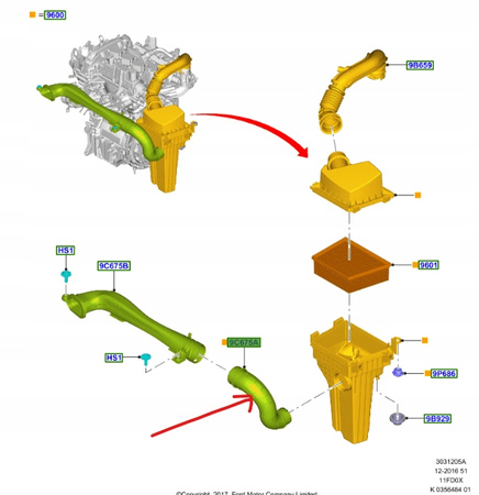 RURA DOLOT (KOLANKO) POWIETRZA FORD FIESTA Mk8 1.1__2412604_H1B1-9C676-GA