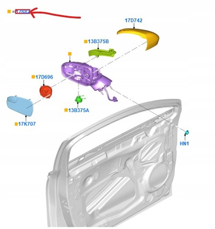 LUSTERKO ZEWNĘTRZNE LEWE SREBRNE FORD FUSION 2013-2014 USA _ FS7Z-17683-BBCP _ FS73-17E715-BD5UAW