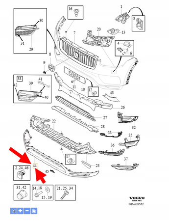 DOLNA OSŁONA ZDERZAKA PRZÓD VOLVO XC90 2016-2019 OEM/OE 31650305